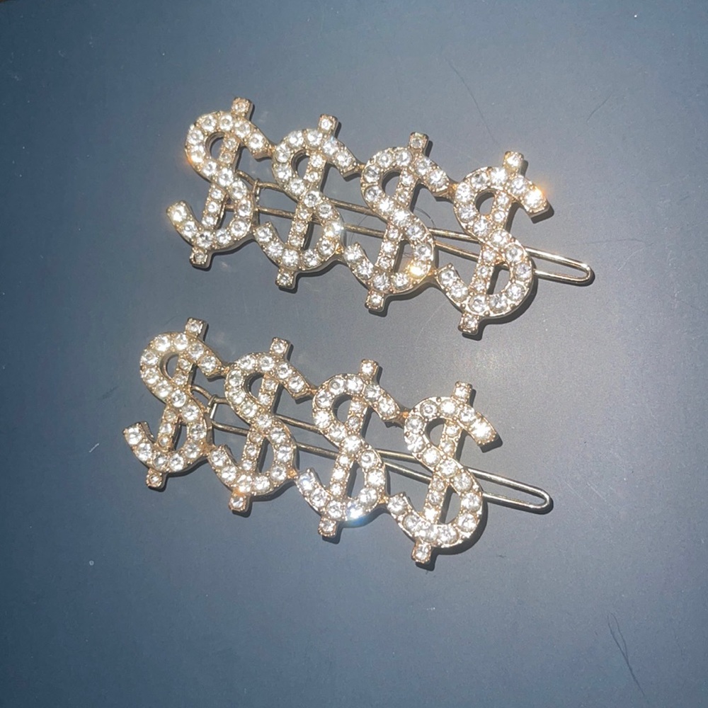 Gold Money Sign Hair Clips